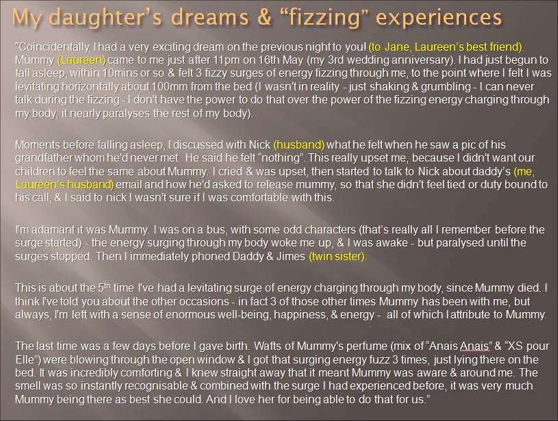 Sophie's dreams and experiences